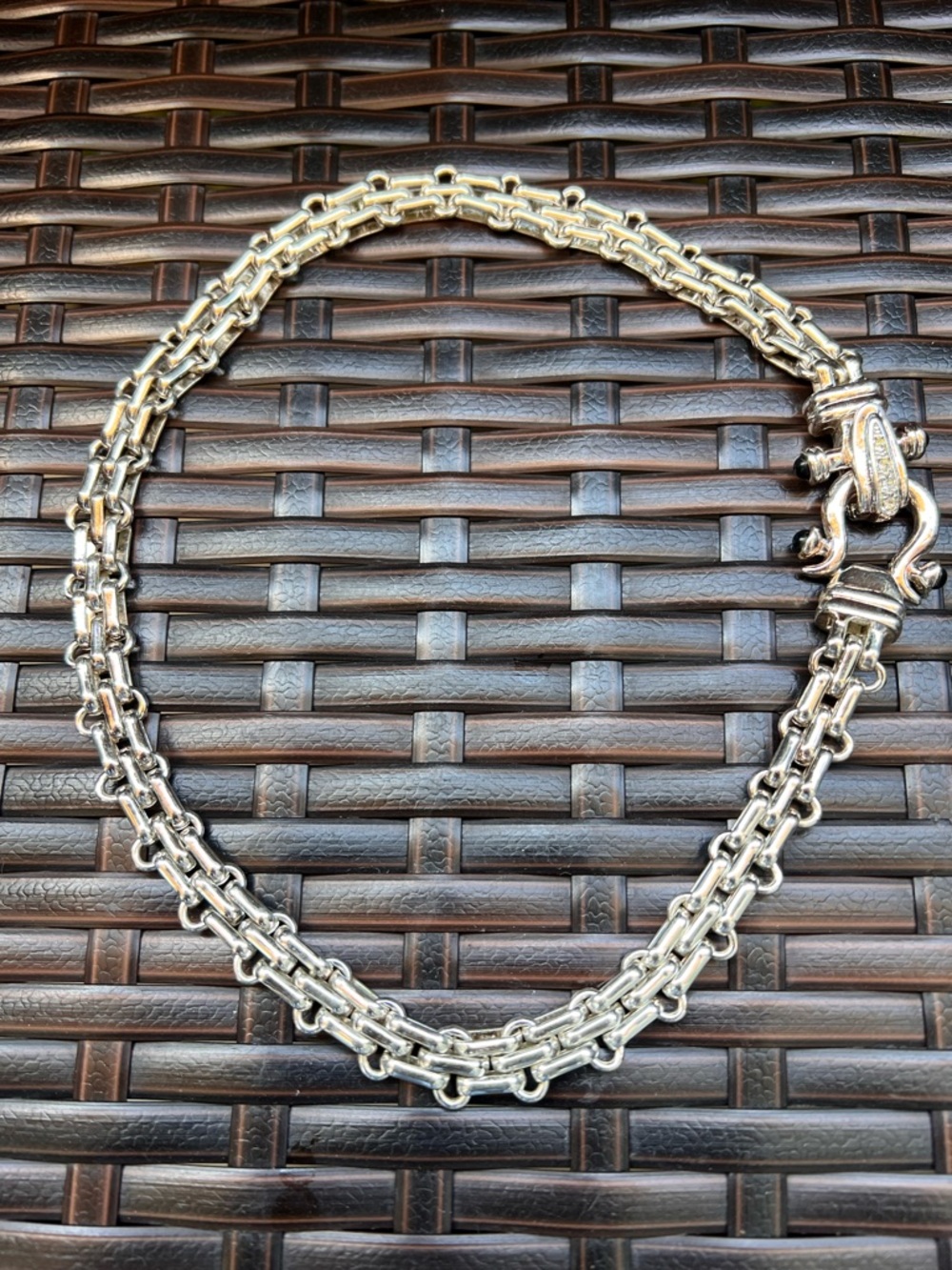 Silver vintage  Chain Necklace with magnetic clasp Clasp 18”